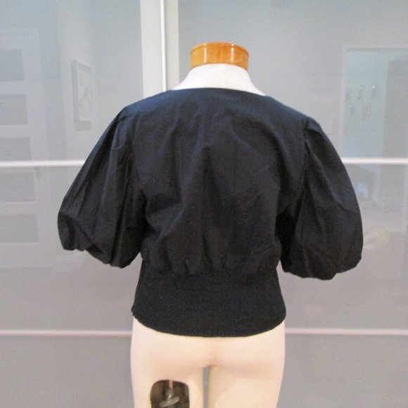 Frame "Nina" Cropped Puff Sleeve Blouse - Picture 3 of 6